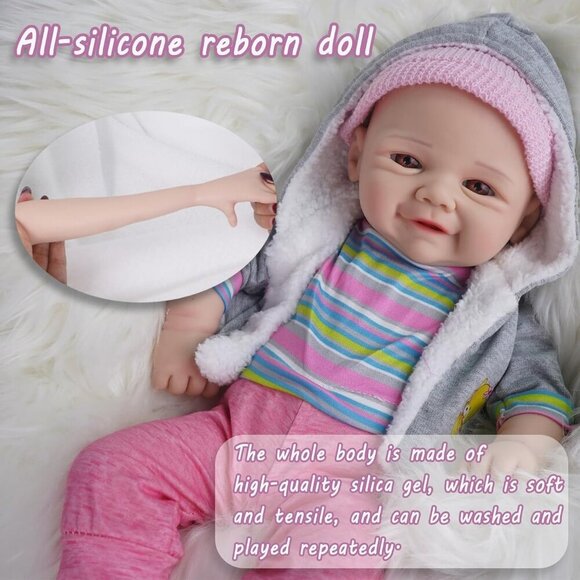 🆕 Full Body Platinum Silicone Baby Dolls Newborn  Ella-wheaten Reborn Baby Girl - Picture 8 of 8